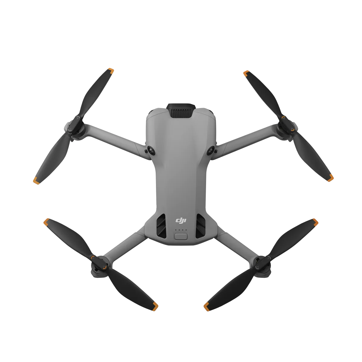 DJI Mini 5 Pro drone with propellers unfolded, seen from above